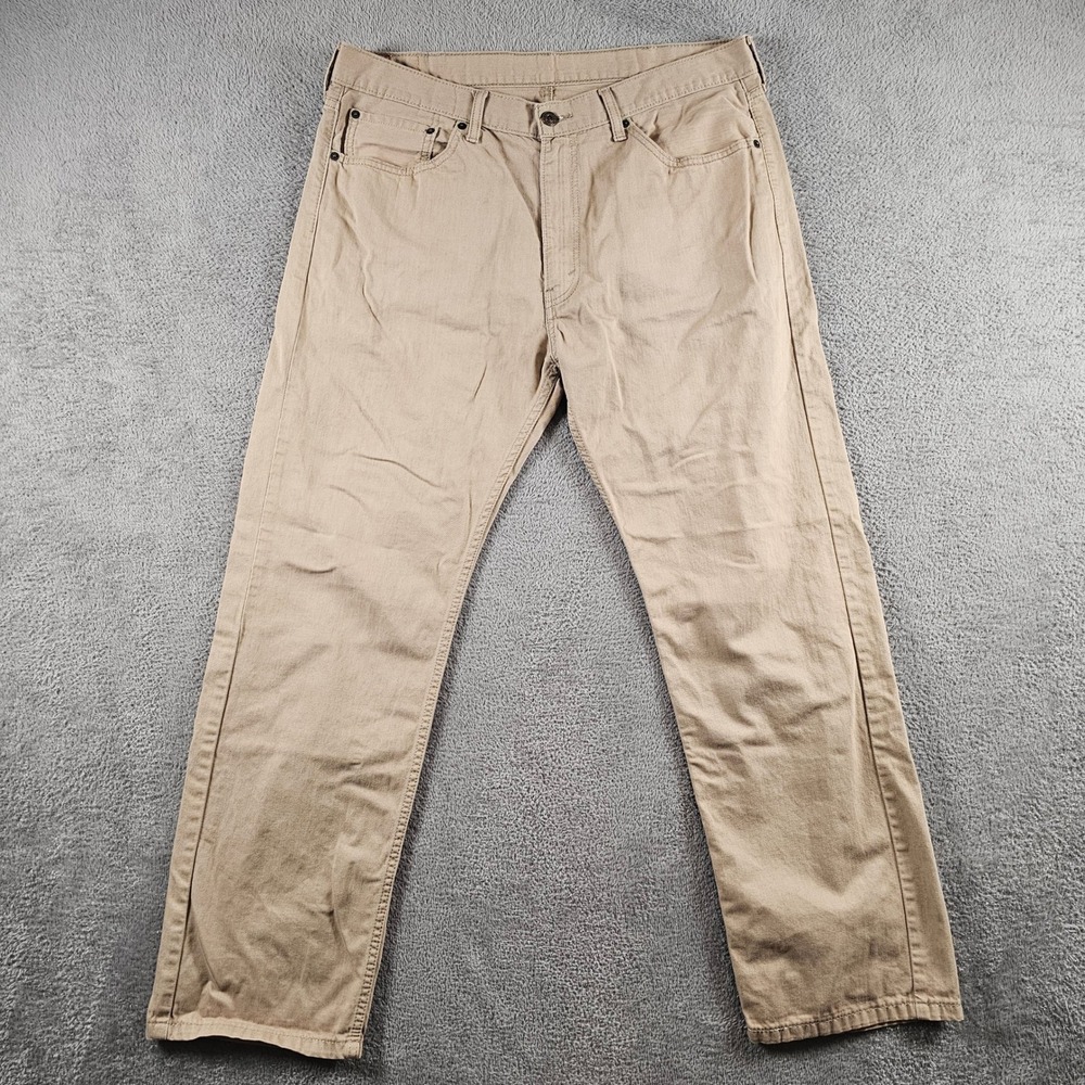 Levis 505 Regular Fit Khaki Tan Straight Leg Pants Mens 38x32 Chino